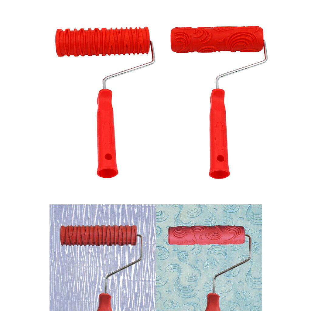 2pcs 7inch Patterned Paint Roller Embossing Decorative Roller for Room Cafe