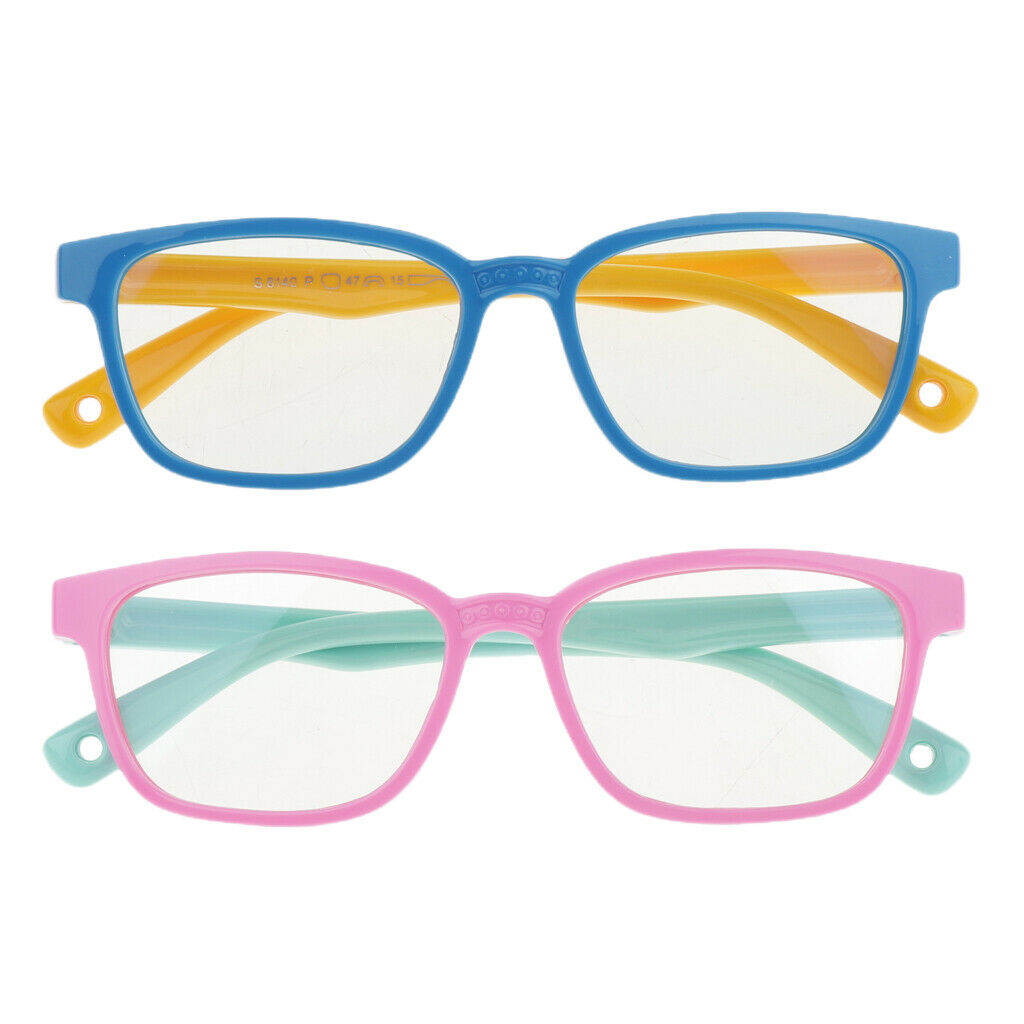 2pcs New Kids Eyeglasses Blue Light Blocking Silicone Frame Glasses Goggles