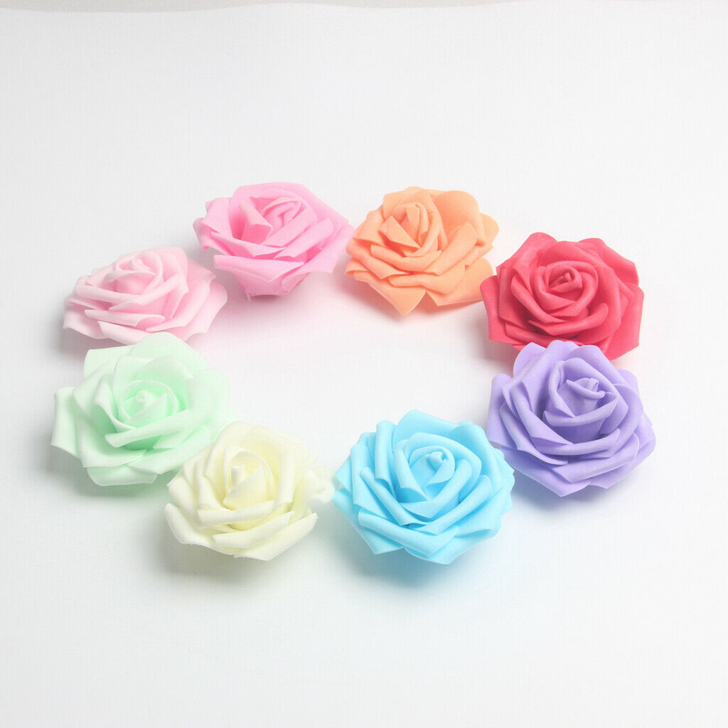 100 Pieces 8 cm Colorful Foam Roses Head Bulk for Wedding Bridesmaid Bridal