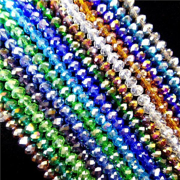 15Strands 6x5mm Crystal Glass Faceted Rondelle Spacer Beads 18.89inch HH4111