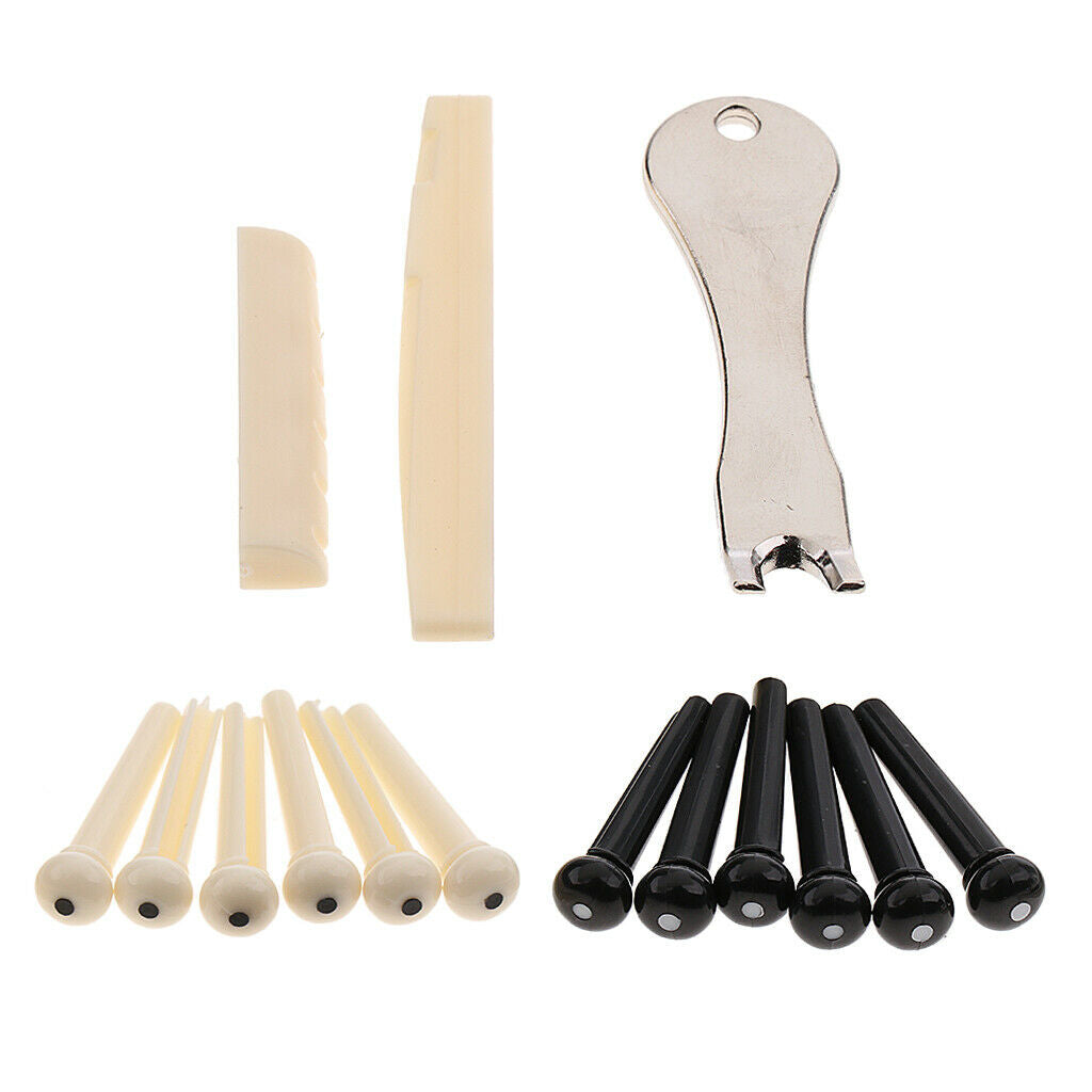 Acoustic Guitar Replacement Slotted Saddle Nut \ u0026 Bridge Pins \ u0026 Pin
