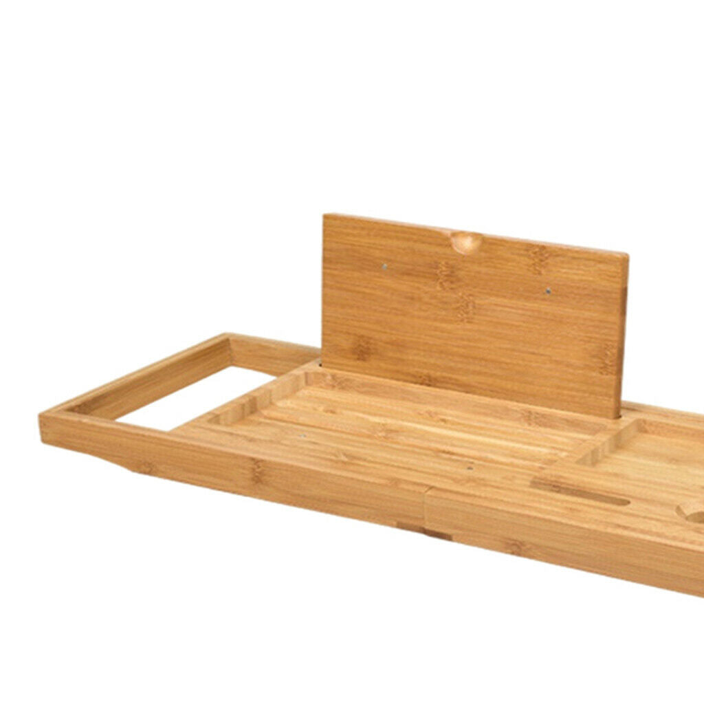 Wooden Bath Caddy Tray Extendable Bathtub Bridge Board Shelf Wine Holder