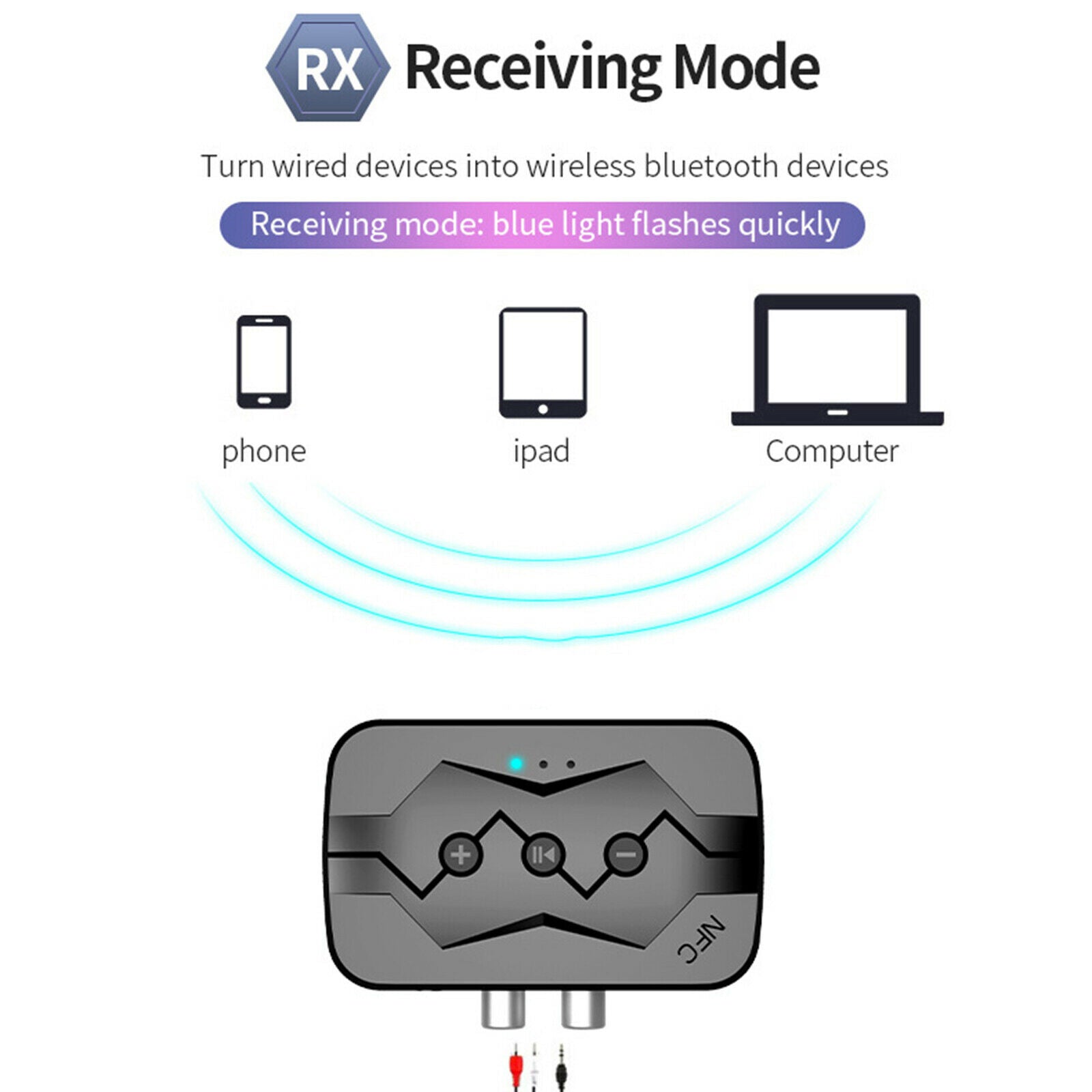 Wireless 2In1 Bluetooth 5.0 Transmitter Receiver Stereo AUX Audio Adapter