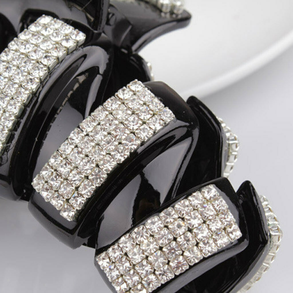 Ladies Popular Full Crystal Rhinestone Large Black Hair Claw Clip Clamps