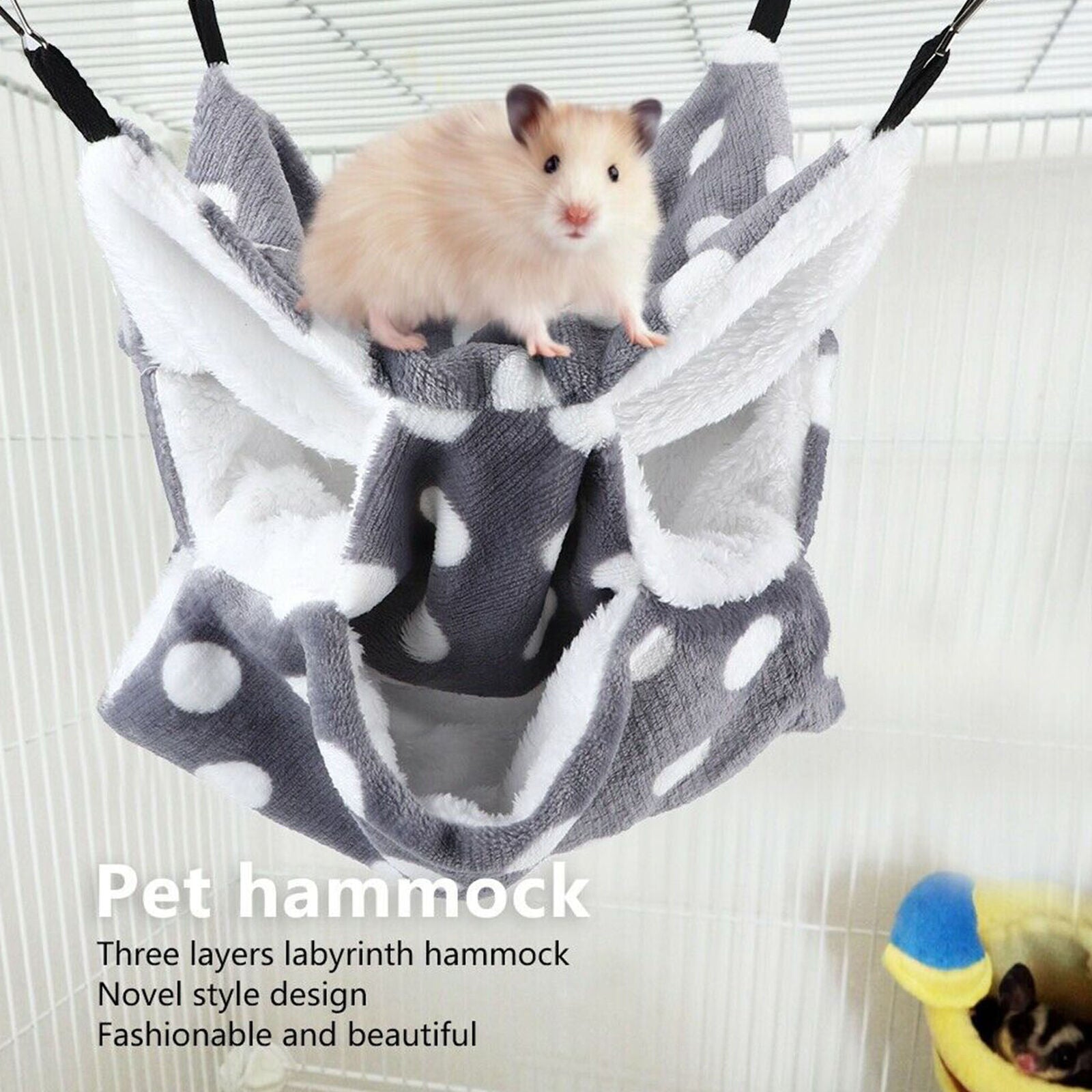 Flannel Gray Hamster Hammock for Rats Rodents Hamsters Mice Cage Accessories