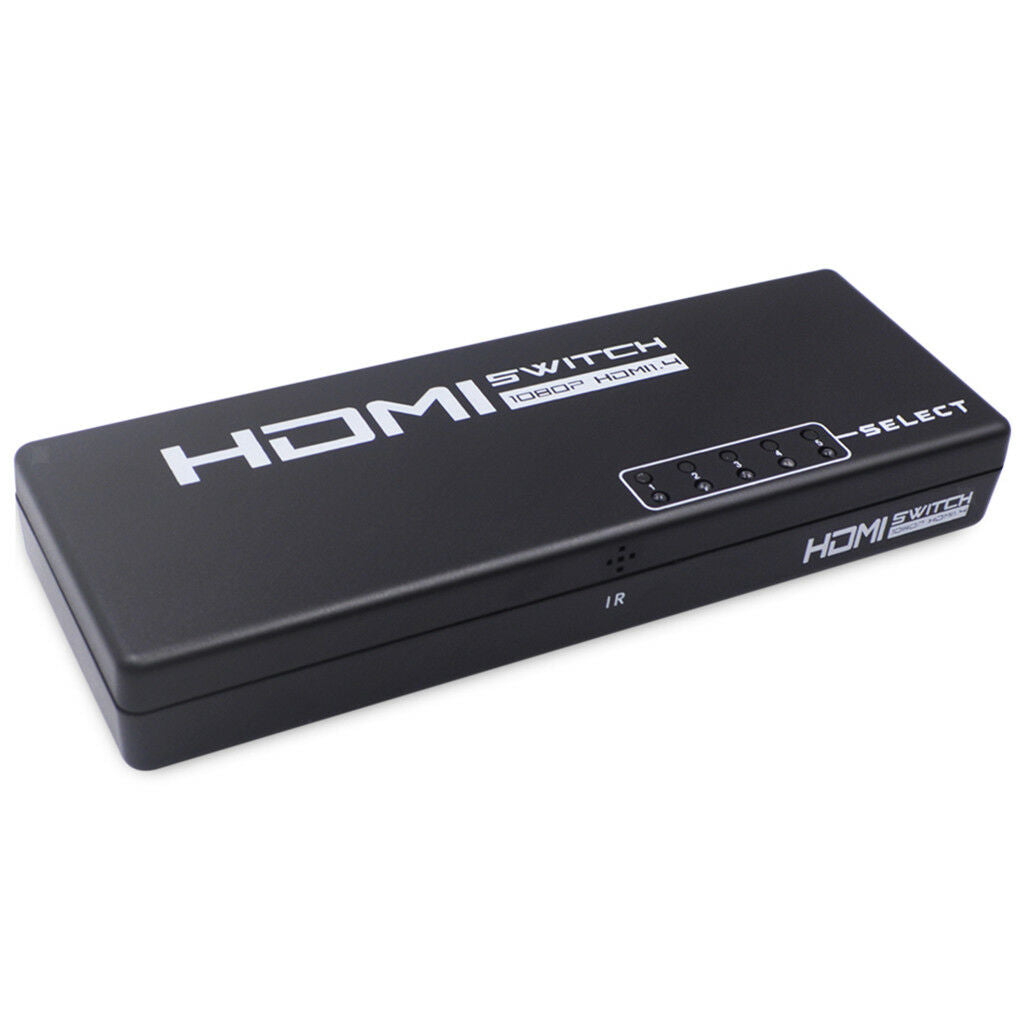1080P   Switch 5Ports Switcher Selector Remote Splitter Box for HDTV DVD