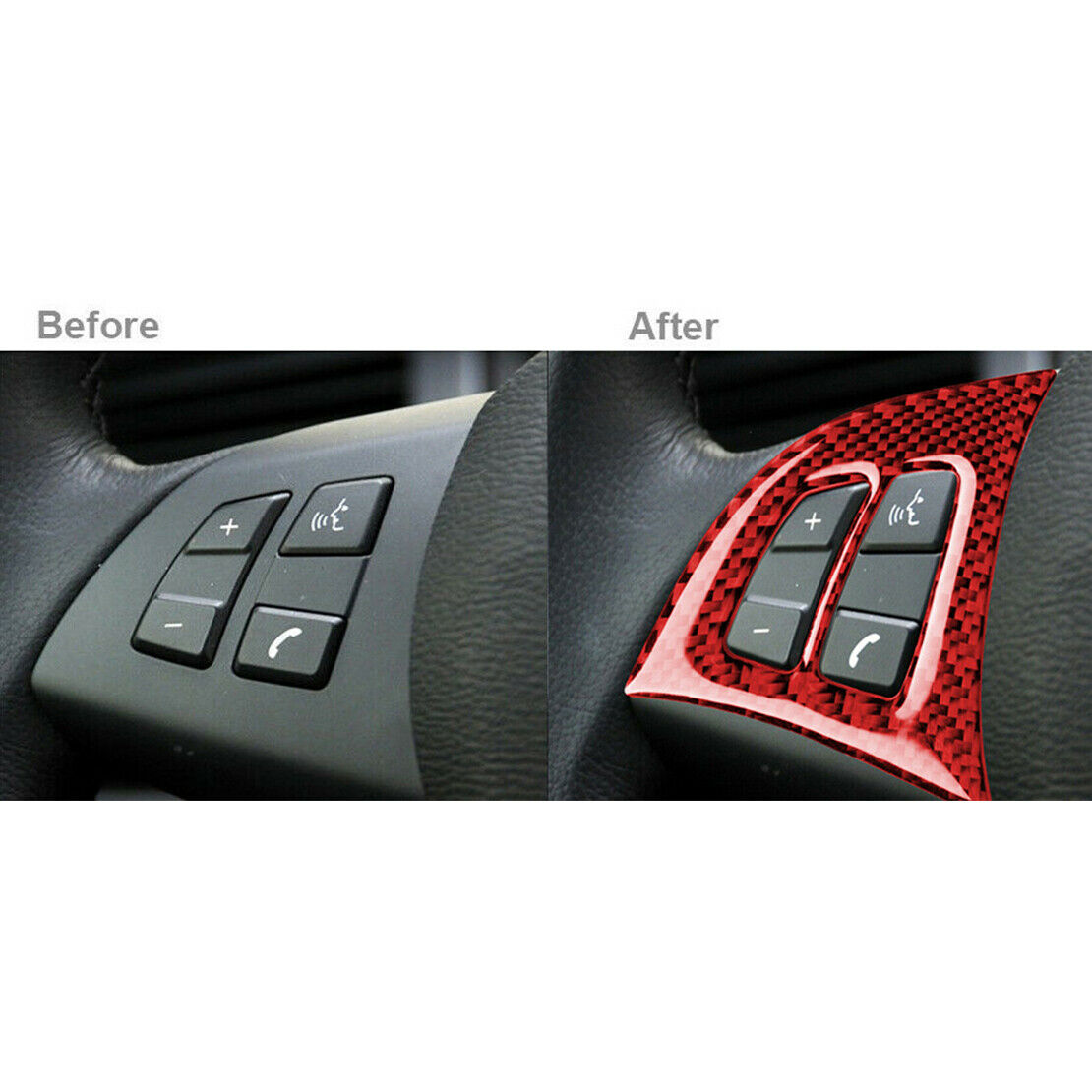 2x Carbon Fiber Steering Wheel Switch Button Trim Cover Fit For BMW X5 E70 08-13
