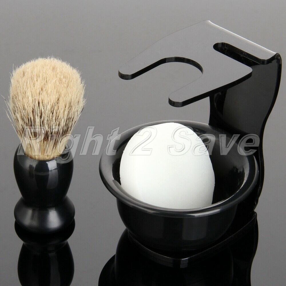 Men's Mix Badger Hair Shaving Brush+Stand Holder+ABS Bowl+Soap Set Facial Clean