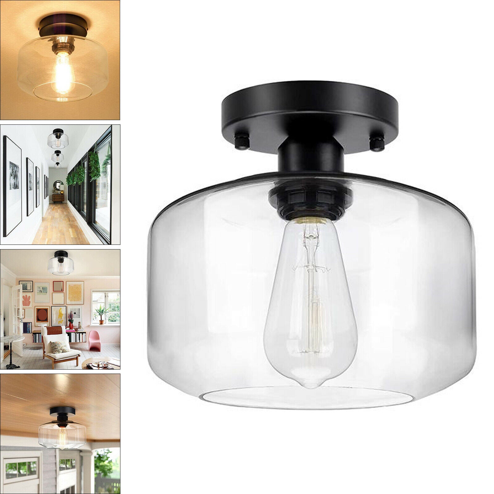Ceiling Light Glass Lamp Shade Farmhouse Porch Kitchen Bedroom Bar Hanging