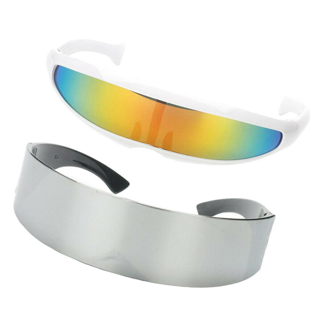 2x Fun Metallic Rainbow Space Robot Party Glasses Future Soldier Sunglasses