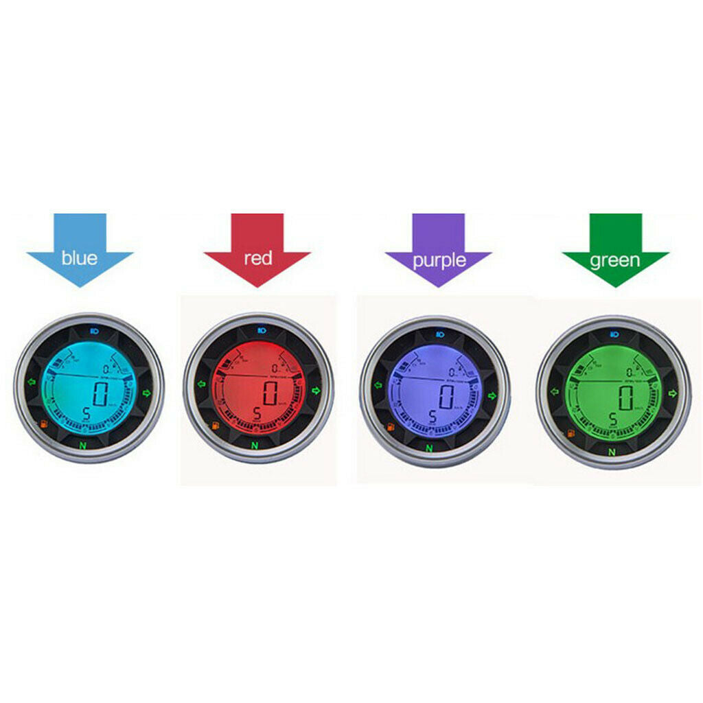 Speedometer Tachometer LCD Digital Backlight Motorcycle for 1,2,4 Cylinder