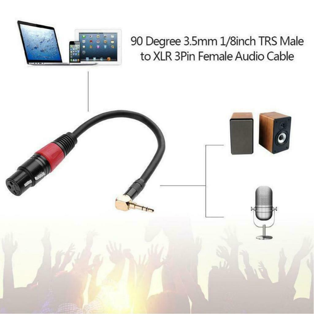 90Degree 3.5mm TRS Male Stereo To XLR 3pin Female Jack Cable 7.87" Connector