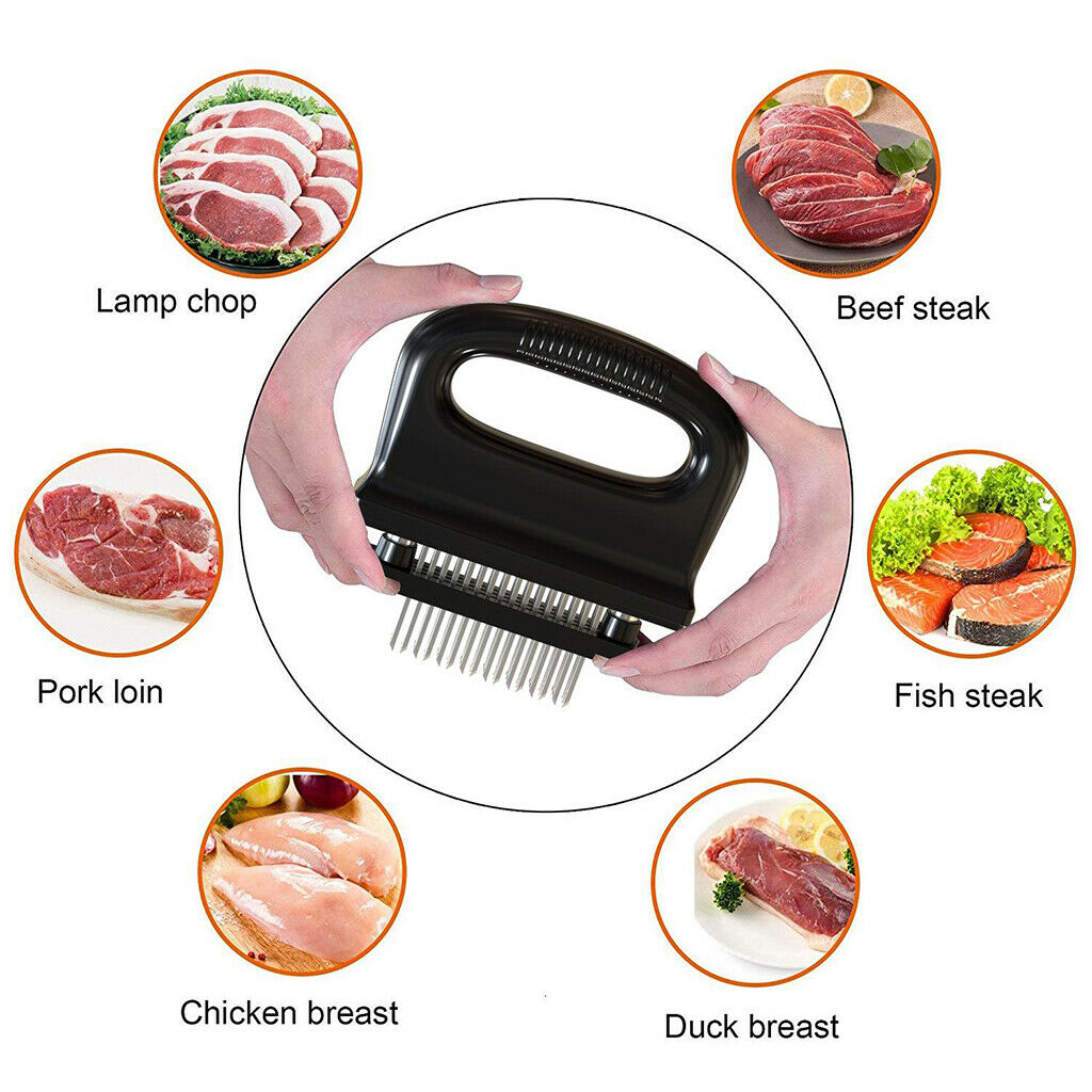Meat Tenderizer Steak Pork Prongs Cooking Tool - Stainless Steel 48 Needle Blade