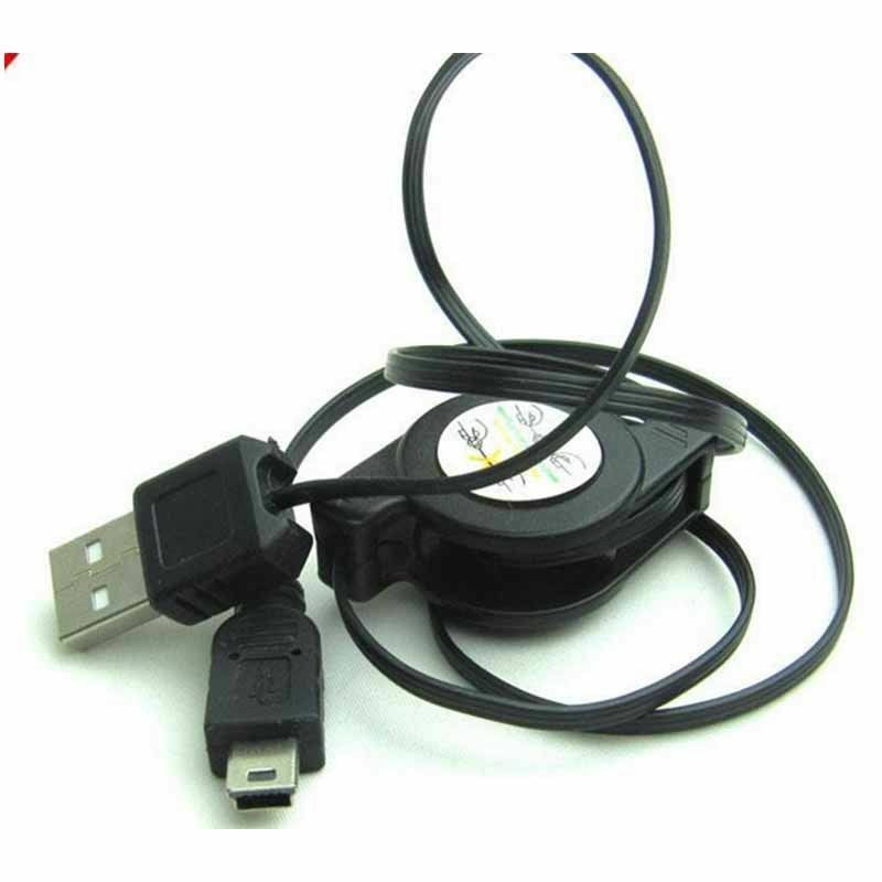 50pcs Hot Black Retractable USB Male to Mini USB B 5Pin Charging Sync Data Cable