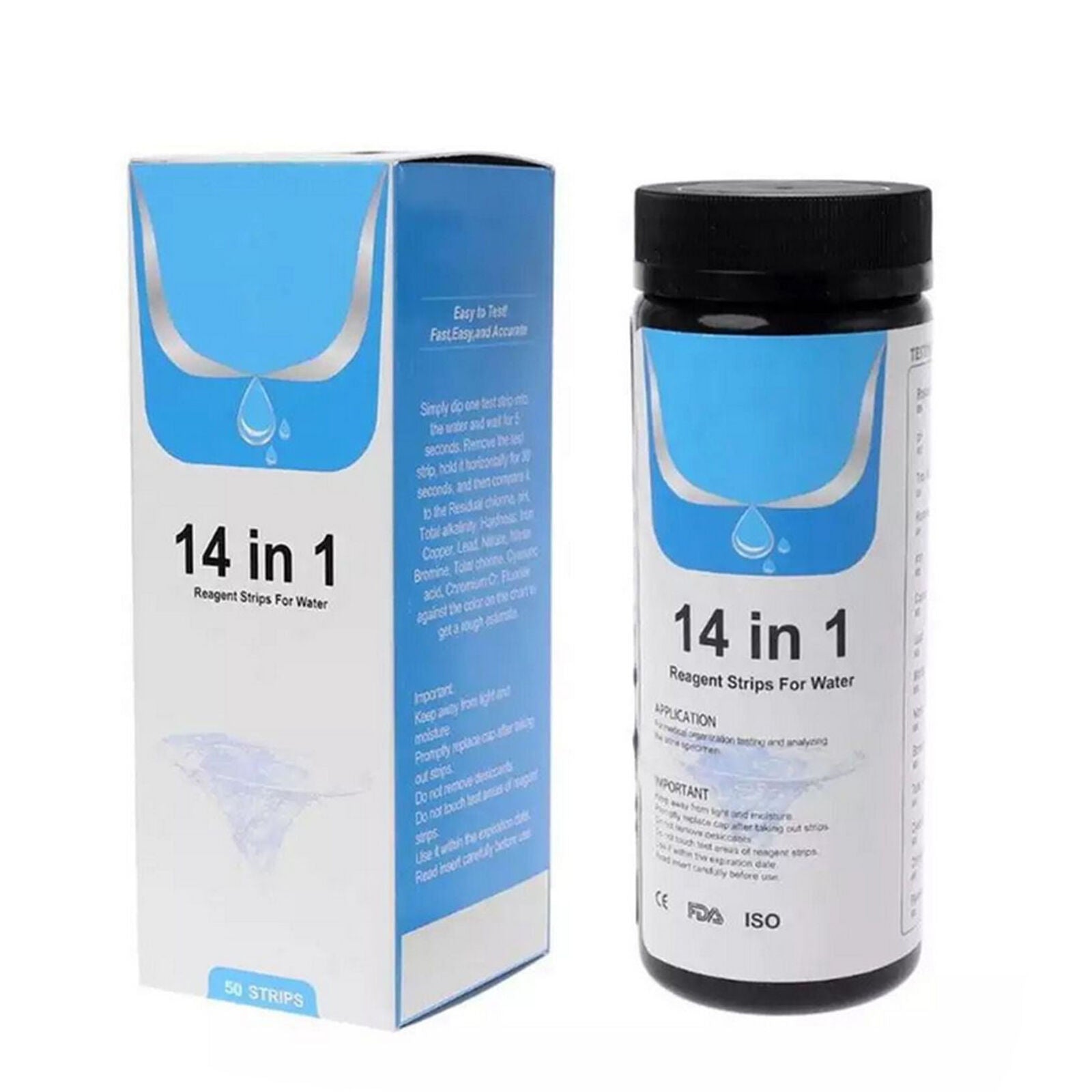 50pcs 14-in-1 Water Test Strips Kit For Drinking Water Aquarium Hot Tub Pool