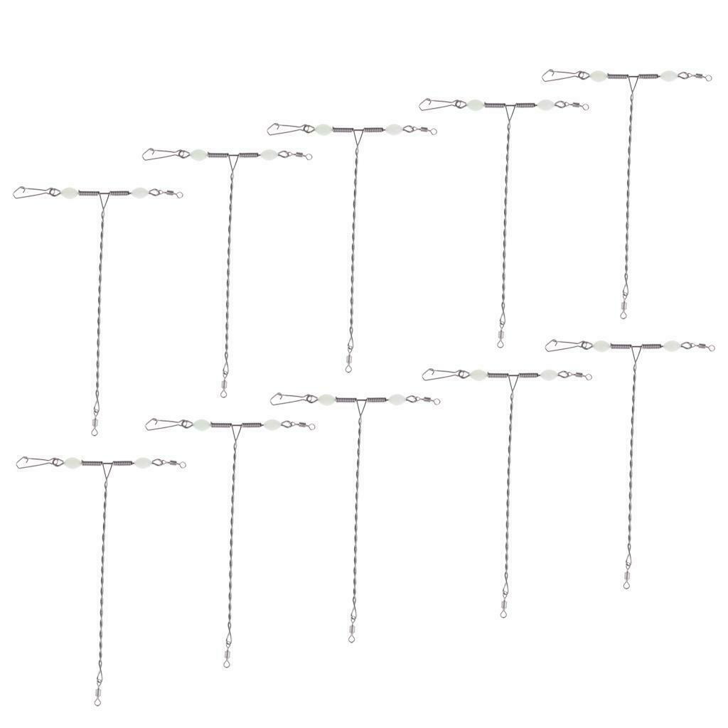 20 Pieces T Type Cross-line Rolling Swivels Hook Connector Luminous Balance