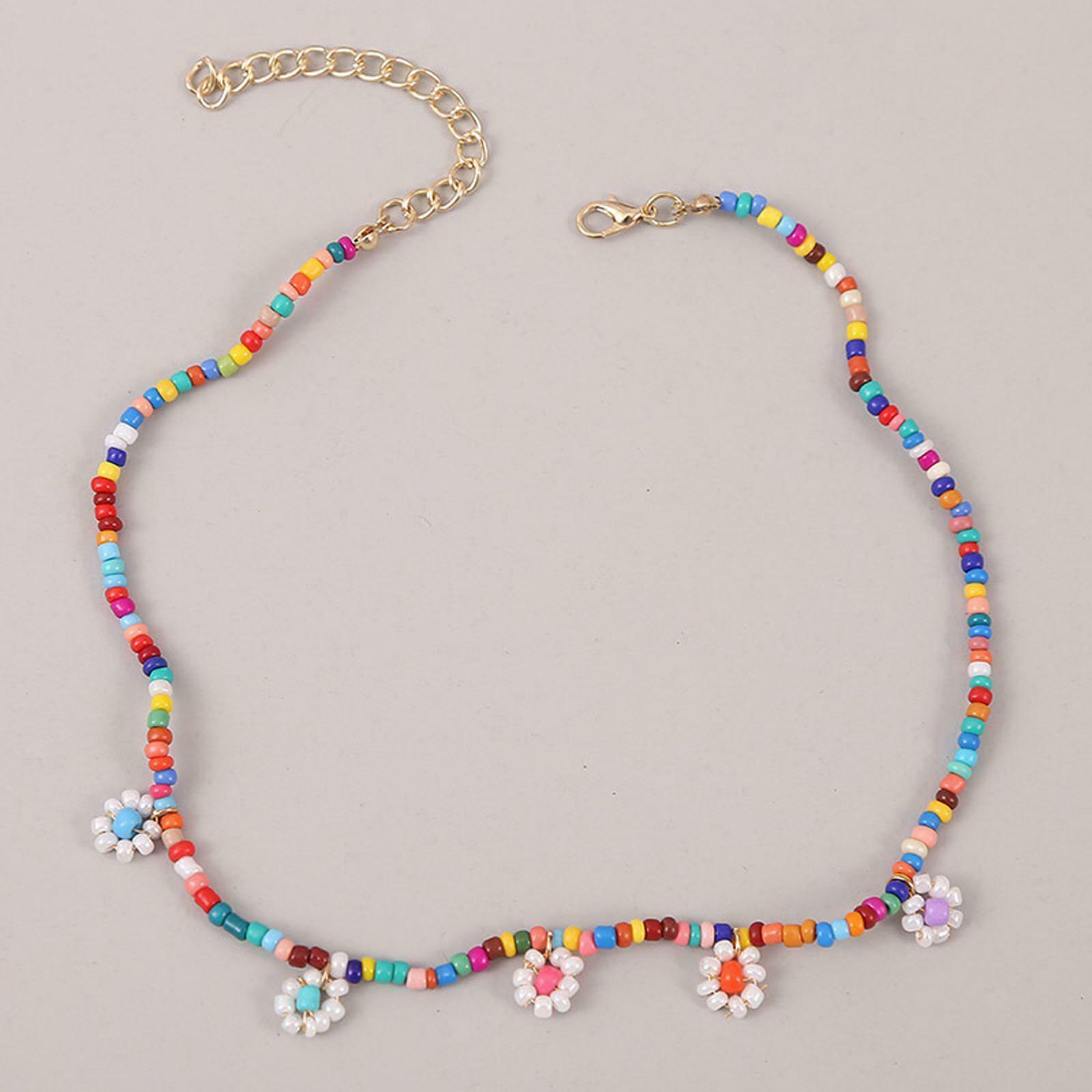 Womens Trendy Beads Flower Long Necklace Choker Chain Jewelry Accessory