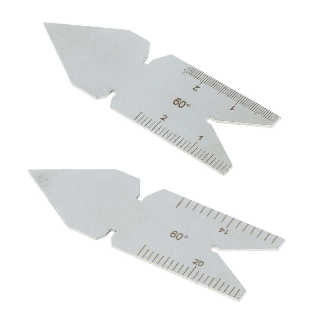 Set of 2PCS 60 Degree Stainless Steel Center Gauges Inch / mm Metric System