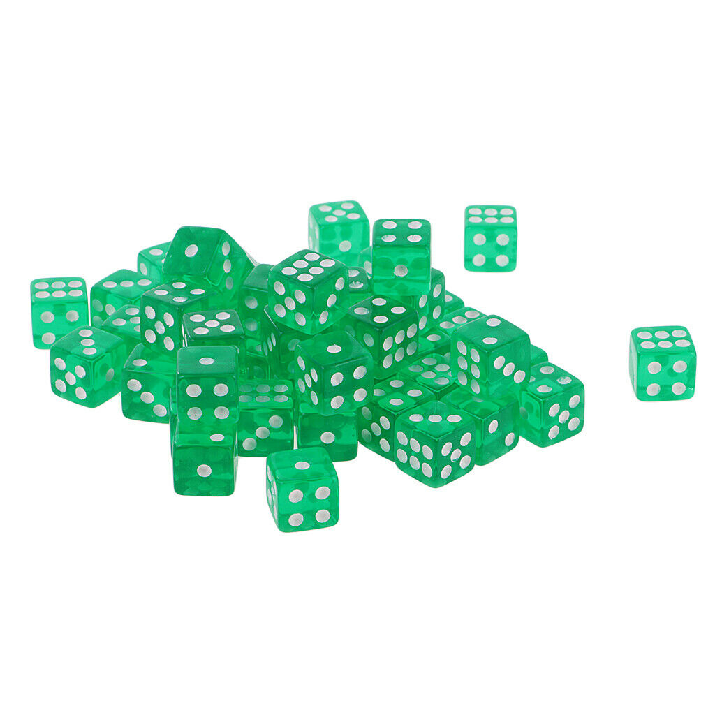 50X 6 Sided Dice D6 Polyhedral Dice 12mm for