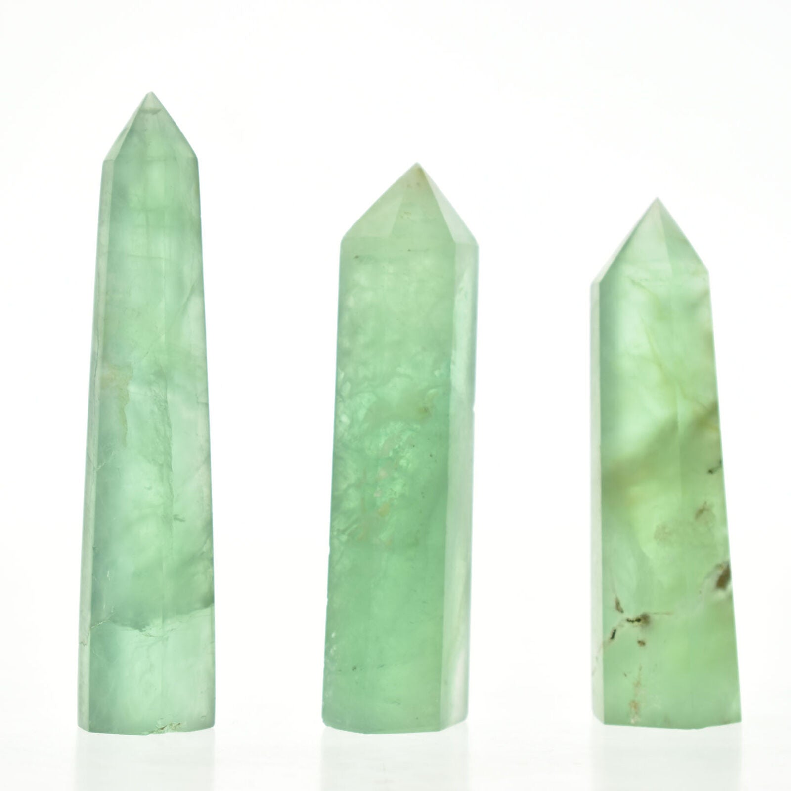 1pc natural green fluorite obelisk quartz crystal wand point tower gem healing