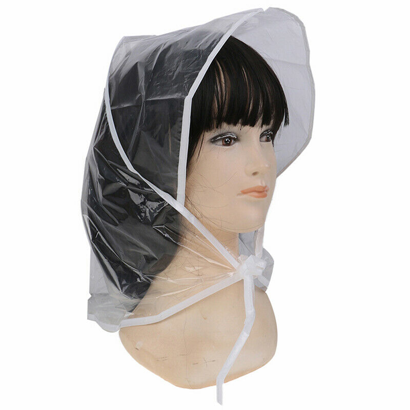 1Pcs Protect Hairstyle Rain Hat Plastic Bonnet for Women and Lady Clear FTBDAU