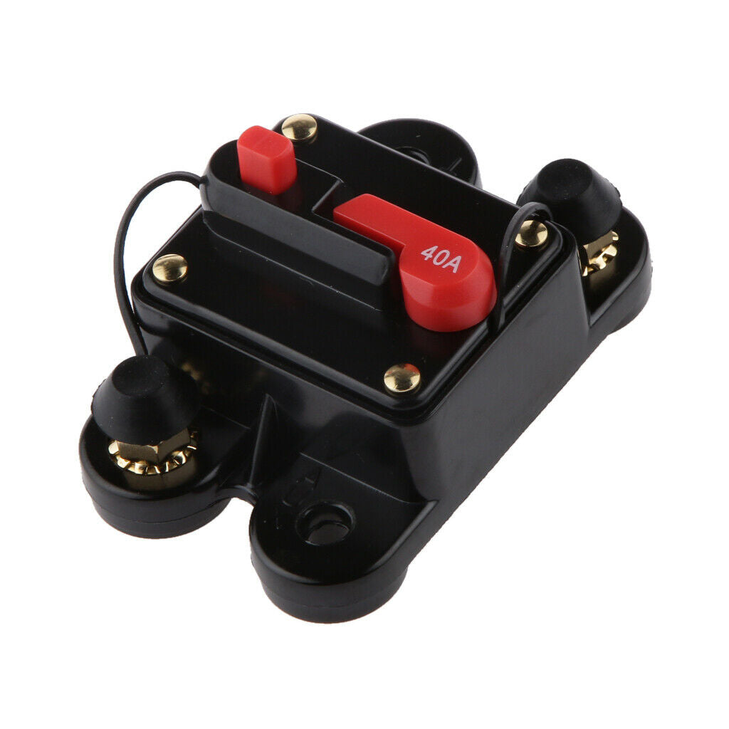 Power Circuit Breaker with In-Line Manual Reset 40Amp High Current Black for Car