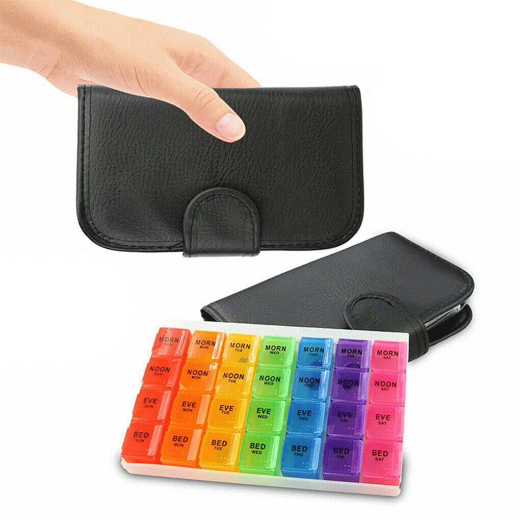 Weekly Travel Case Multicolor Plastic Moisture-Resistant Leather Pill Box