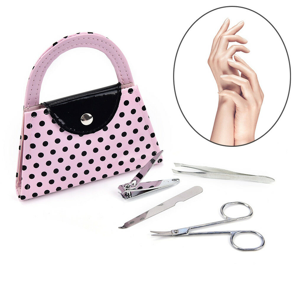 Dot Purse Manicure Pedicure Tool Kits Bridesmaid Xmas Wedding Gifts Pink  DD
