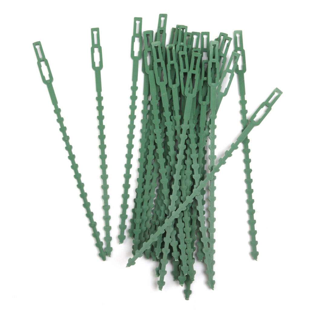 30pcs Green Garden Cable Ties Plastic Gardening Clips Climbers Twists Strips