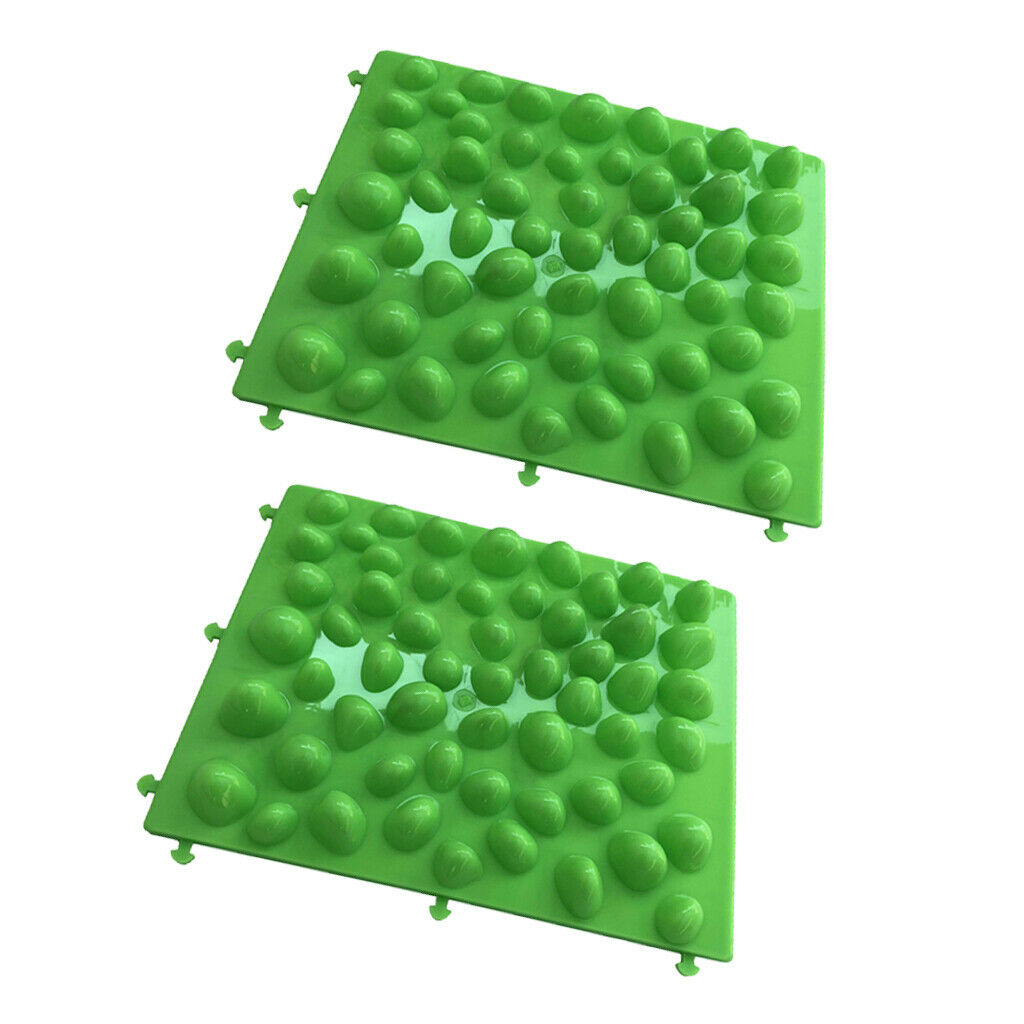 2pc Pebbles Foot Massage Pad Toe Pressure Plate Shiatsu Blanket Yg Mat Green