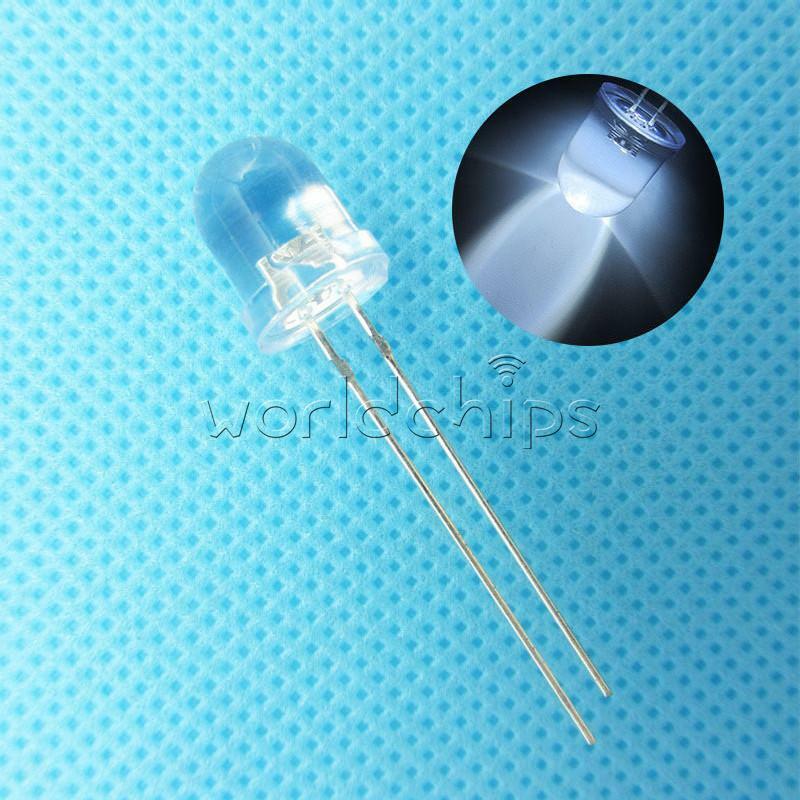 10PCS 8mm LED White Emitting Diodes Transparent Ultra Bright Lamp Round Light