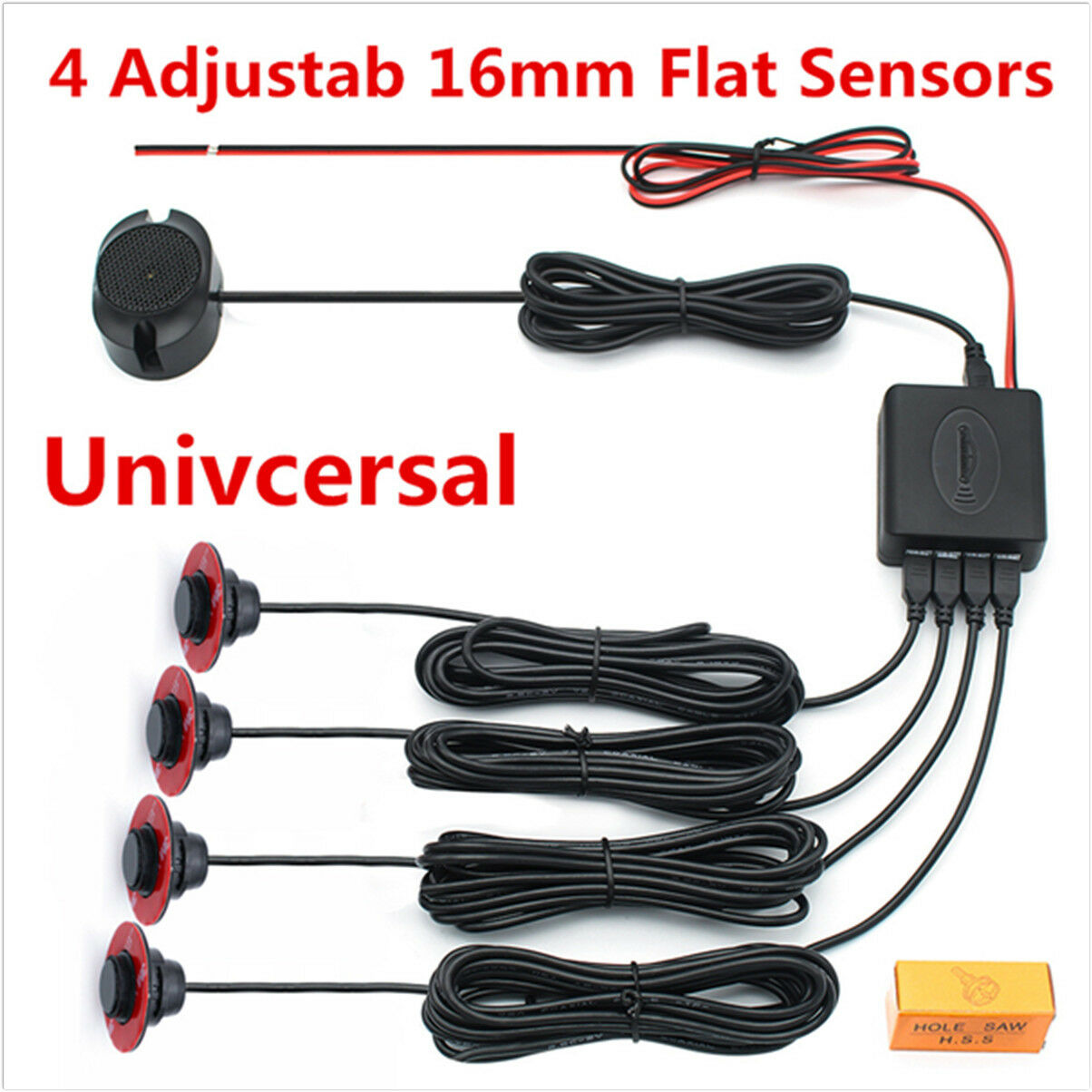 4 Parking Sensors Buzzer Car Reverse Backup Rear Radar System Sound Alarm 16MM