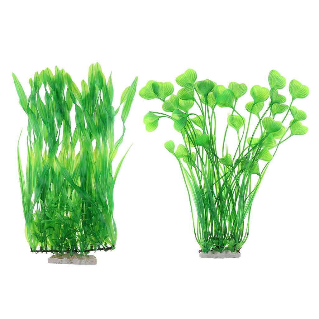 Pack of 2 Artificial Aquarium Fish Tank Plants for Home Office Aquarium