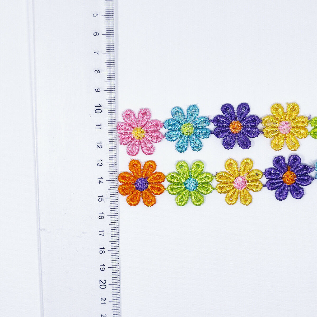3Yds Embroidered Daisy Flower Lace Trim Floral Headband Sewing Applique DIY Edge