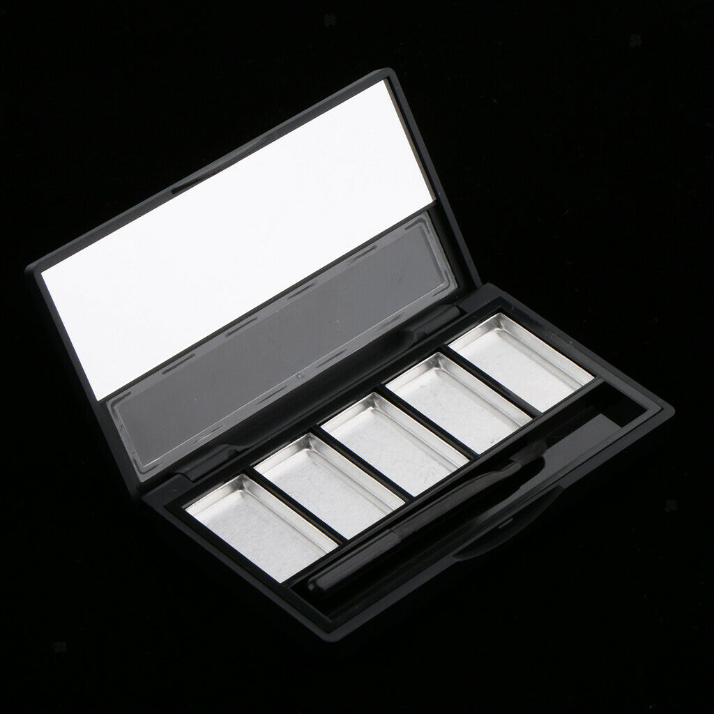 Eyeshadow Blusher Lipstick Powder Palette Tray Case with Brush 5 Slots