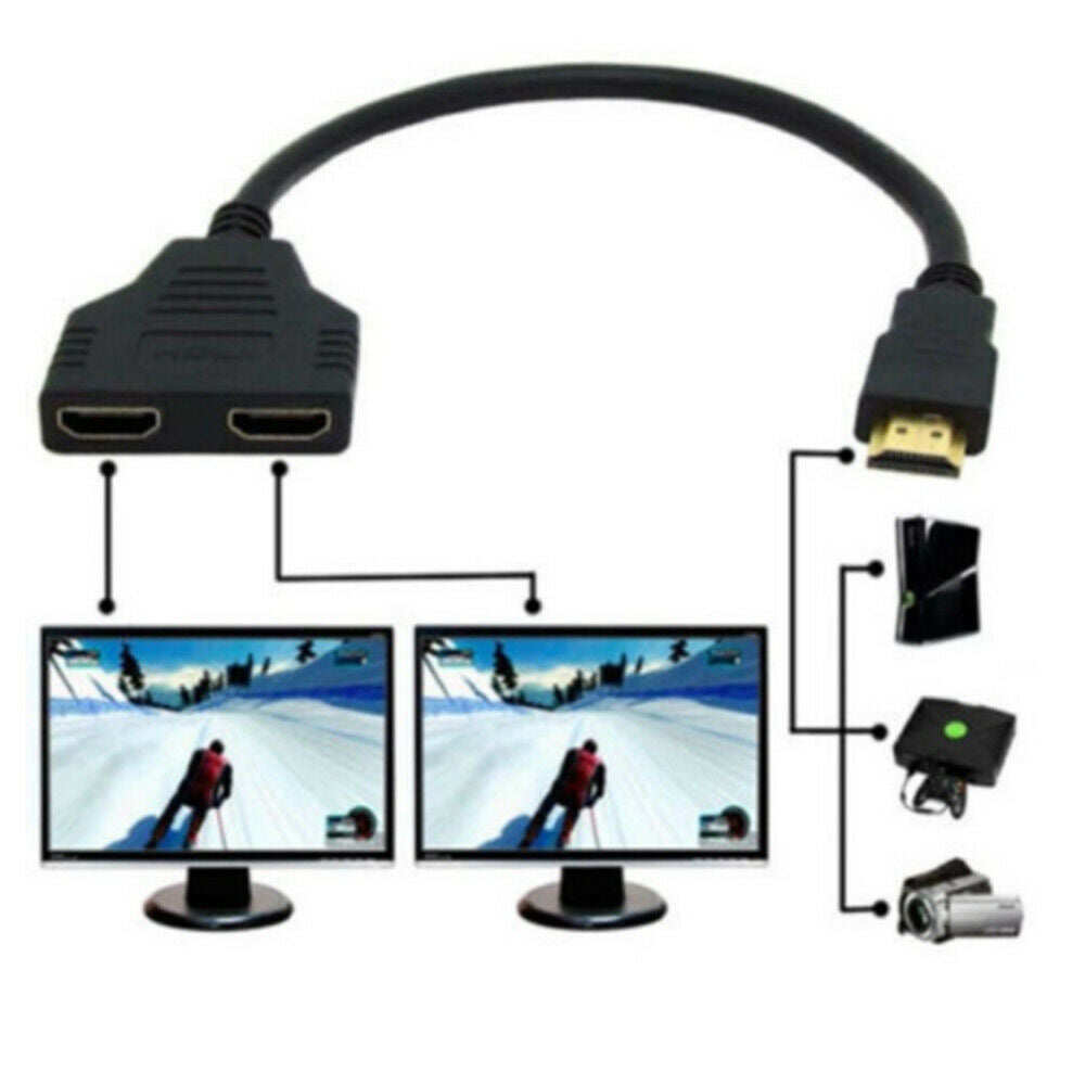 HDMI-compatible Cable Splitter Video Switcher Adapter 1 Input 2 Output Port Hub