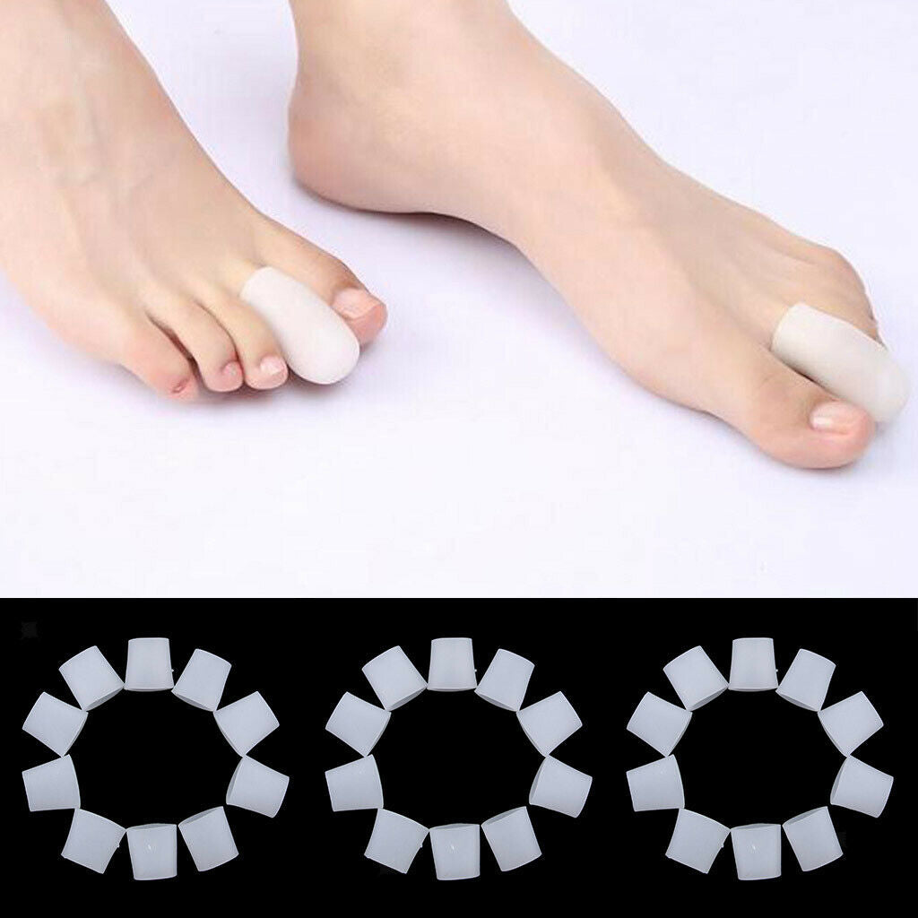 15 Pairs Women/Men Toe Sleeves Caps Wraps Cushions Protector Pain Ease White