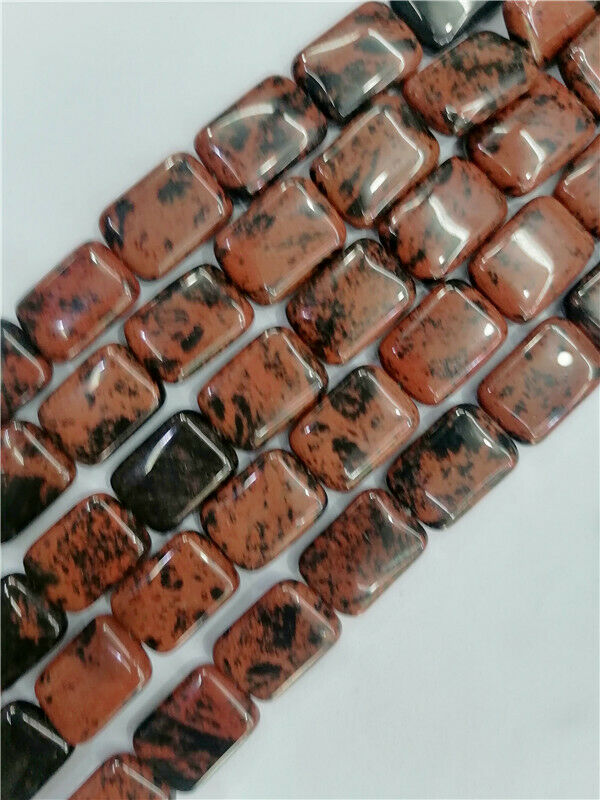 1 Strand 18x13x6mm Natural Mahogany Obsidian Rectangle Spacer Beads 15.5" HH8819