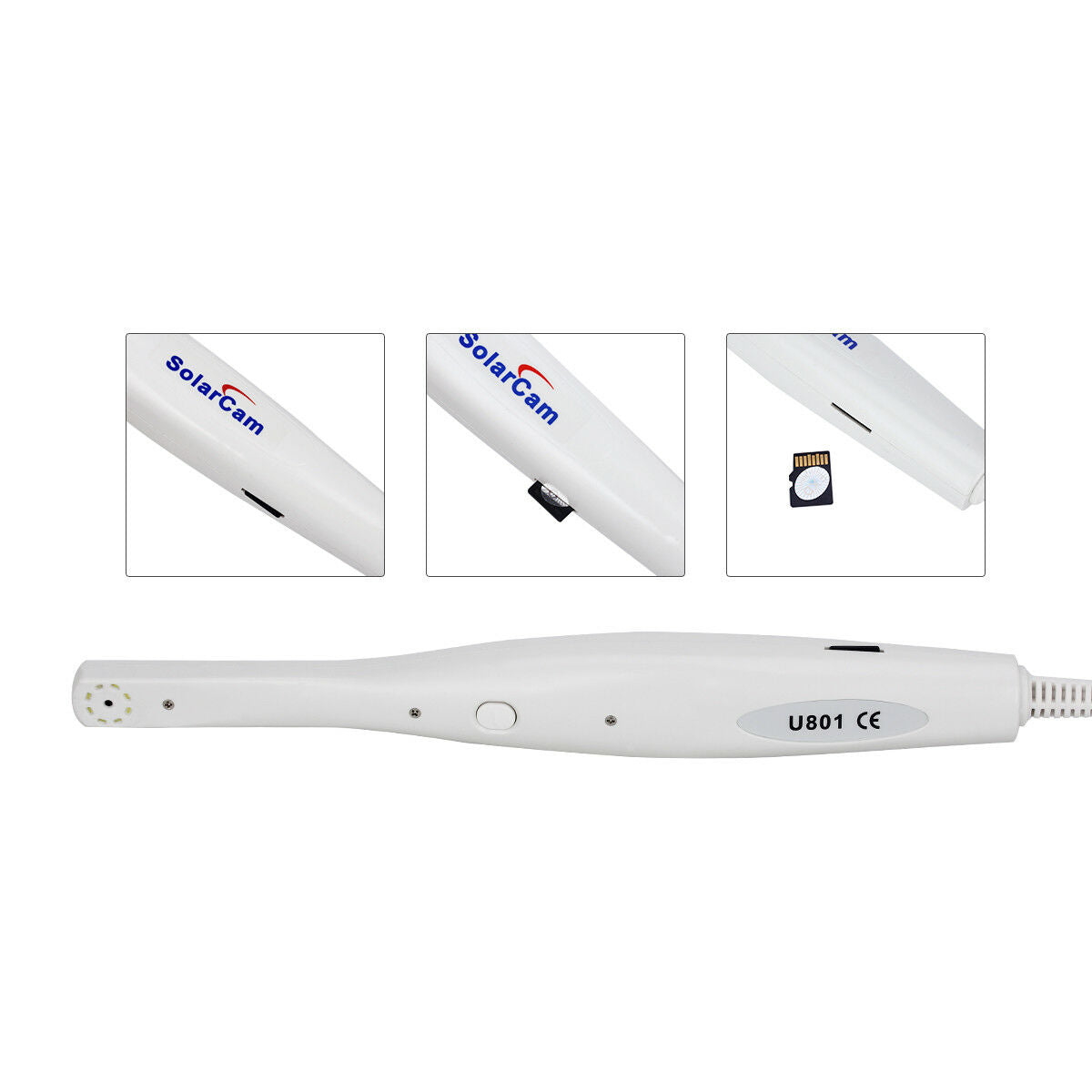 SolarCam Dental CMOS 1/4 Intraoral Oral Camera 8 LED U801 TV/AV 16GB SD Sleeves