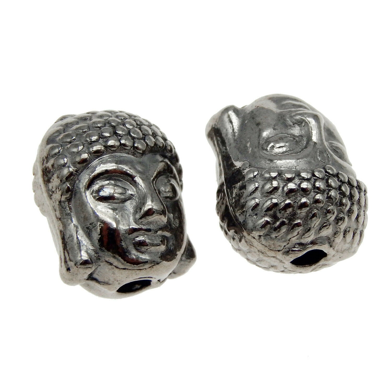 25pcs Gun Black Buddha Head Loose Spacer Bead Alloy Bracelet Necklace DIY 11*9mm