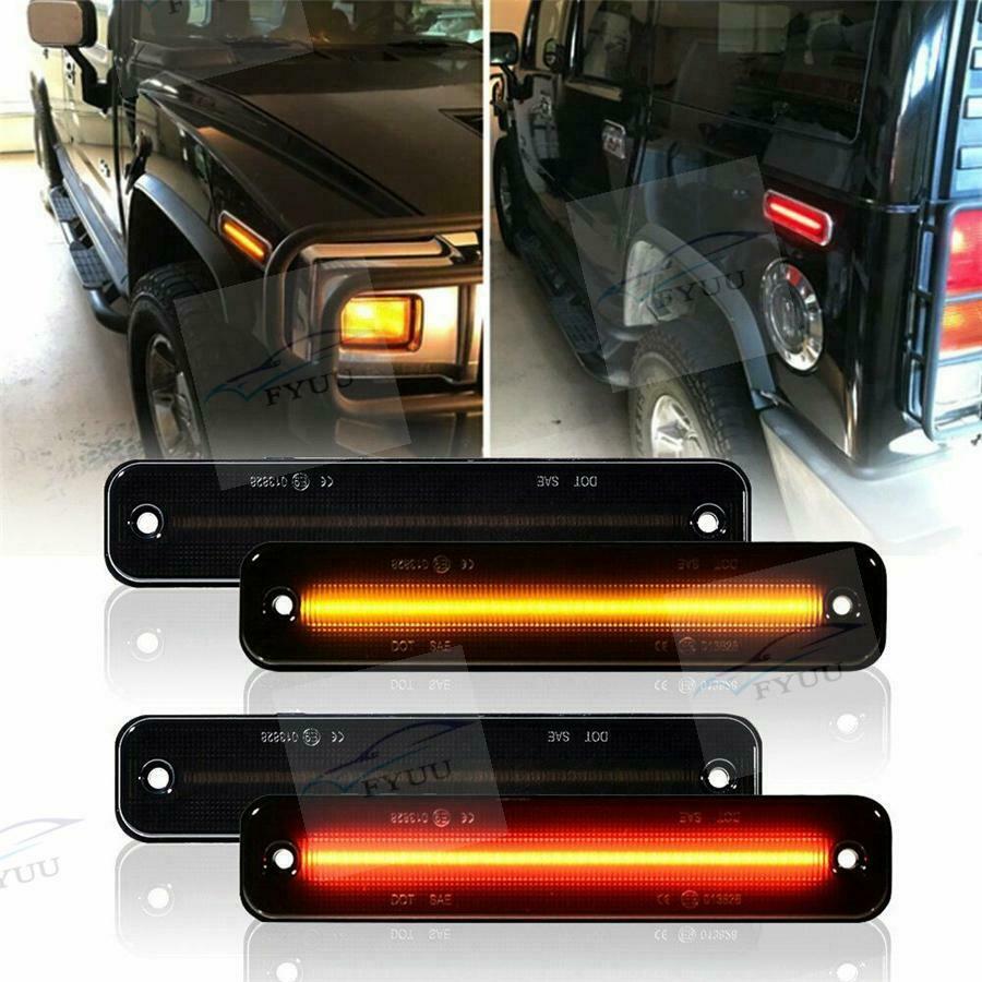 For 2003-2009 Hummer H2 Front AMBER Rear RED Fender LED Side Marker Signal Light