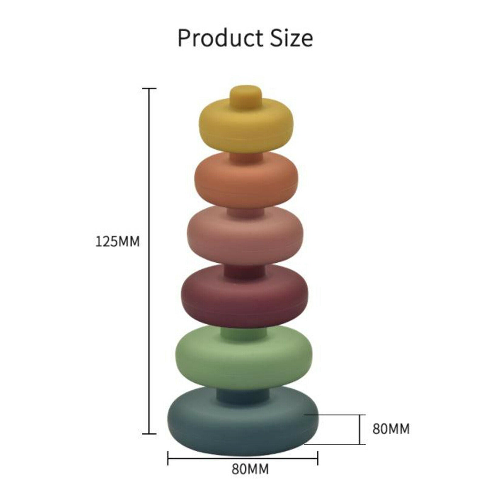 6pcs Silicone Stacking Rings Toys Building Blocks Squeeze Learning Toys