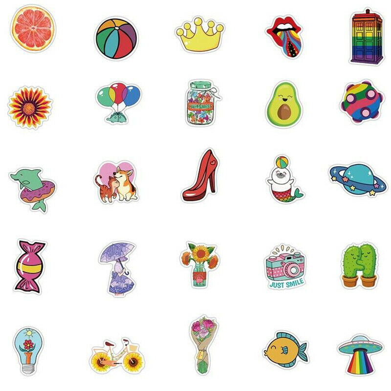 50Pc Cute Cartoon Stickers For Notebook Luggage Guitar PVC Graffiti Stick.l8