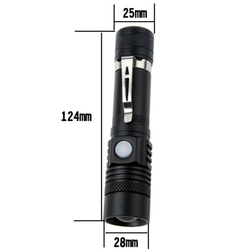 Compact Zoomable T6 LED Flashlight Rechargeable Portable Torch 4 Modes