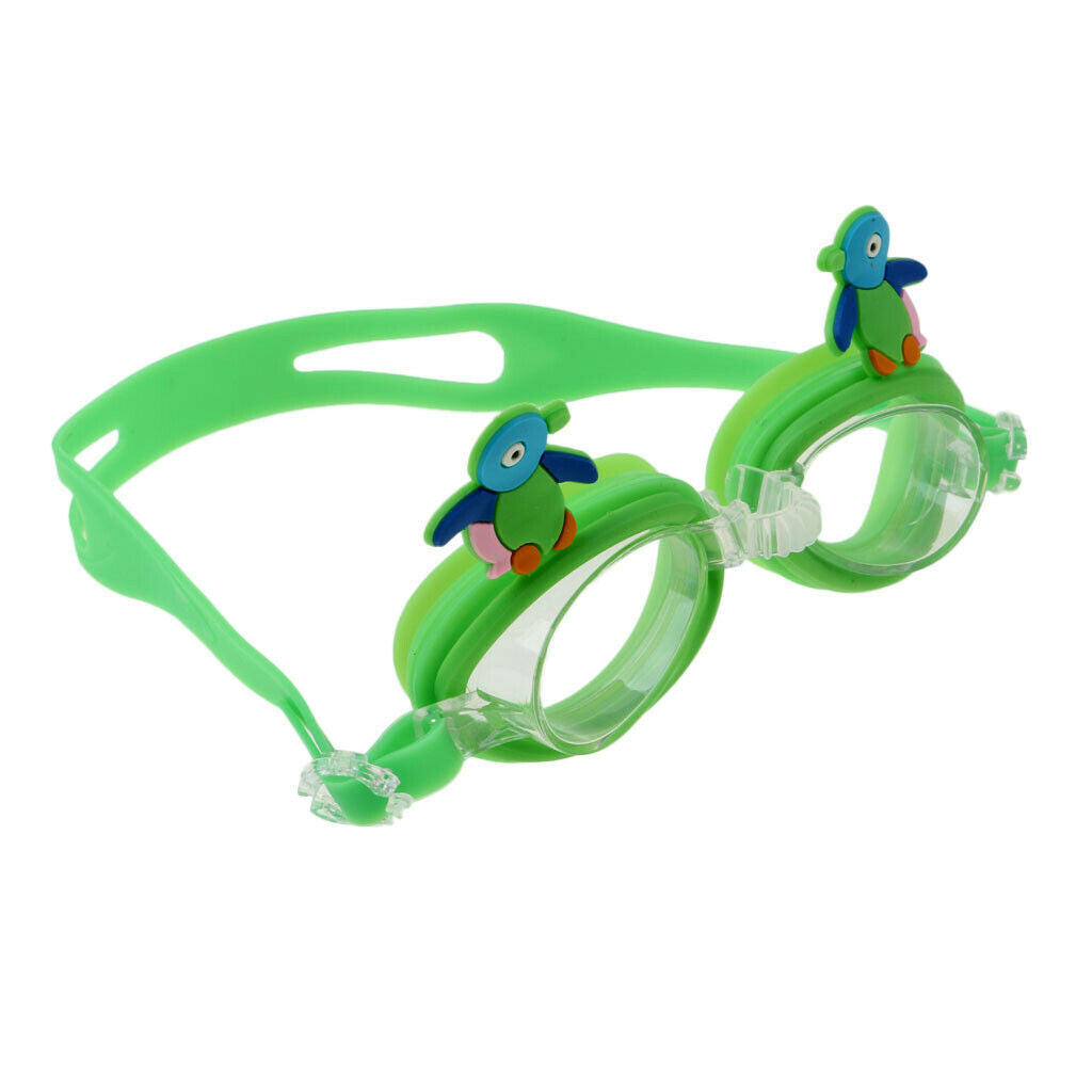 Cartoon Kids Goggles Anti Fog UV Protection Swim Glasses Blue Penguin