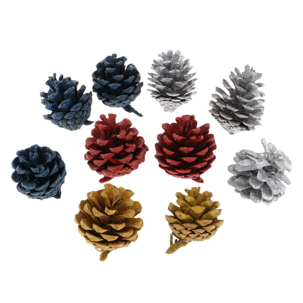 10x Colorful Pine Cones Xmas Tree Pinecone Ornaments for Photo Props 4-5cm