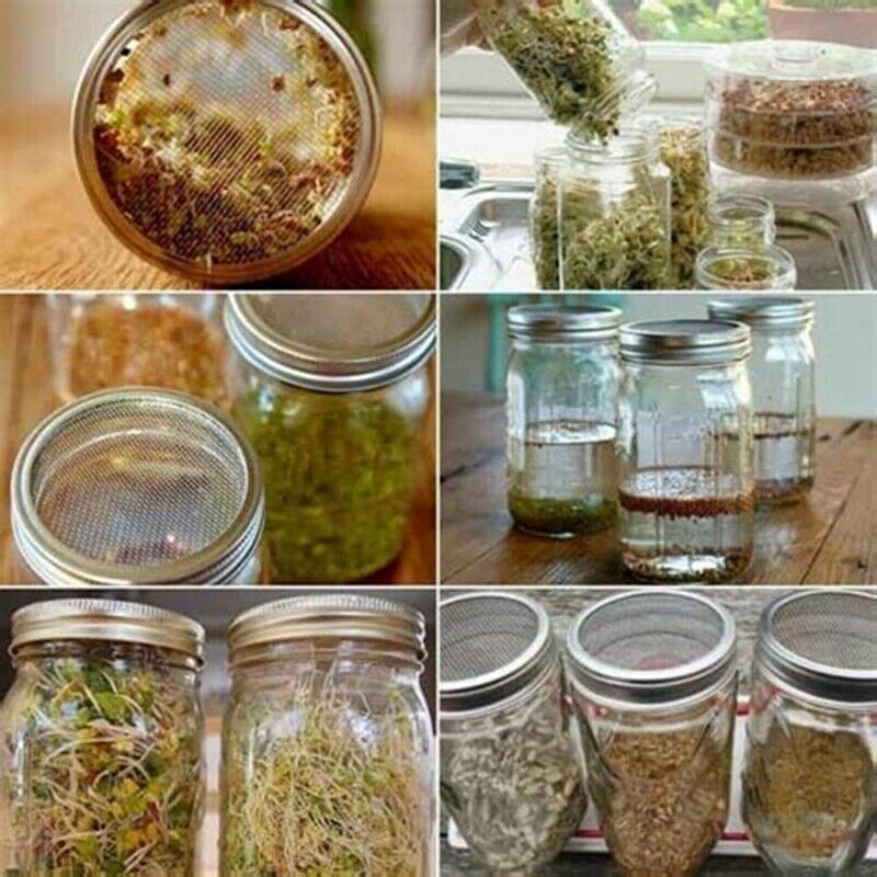Set Of 3 Stainless Steel Sprouting Jar Lid Kit For Superb Ventilation Fit For U6