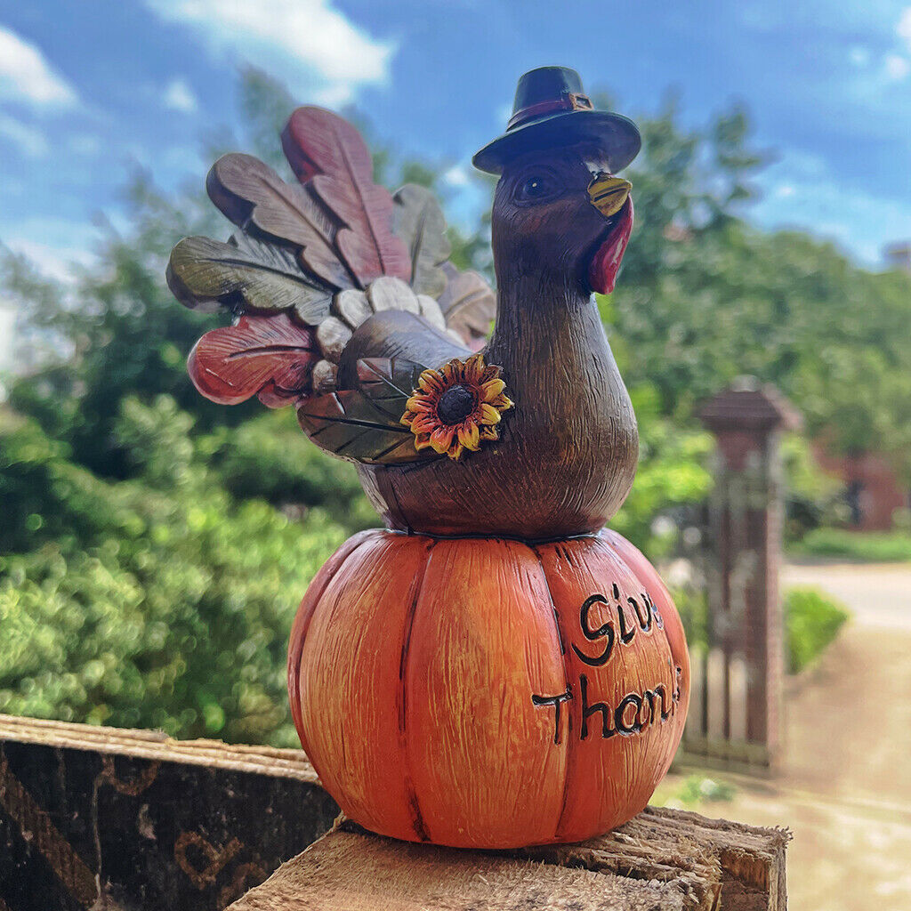 Thanksgiving Pumpkin Turkey Statue Collectible Autumn Fall Porch Home Decor
