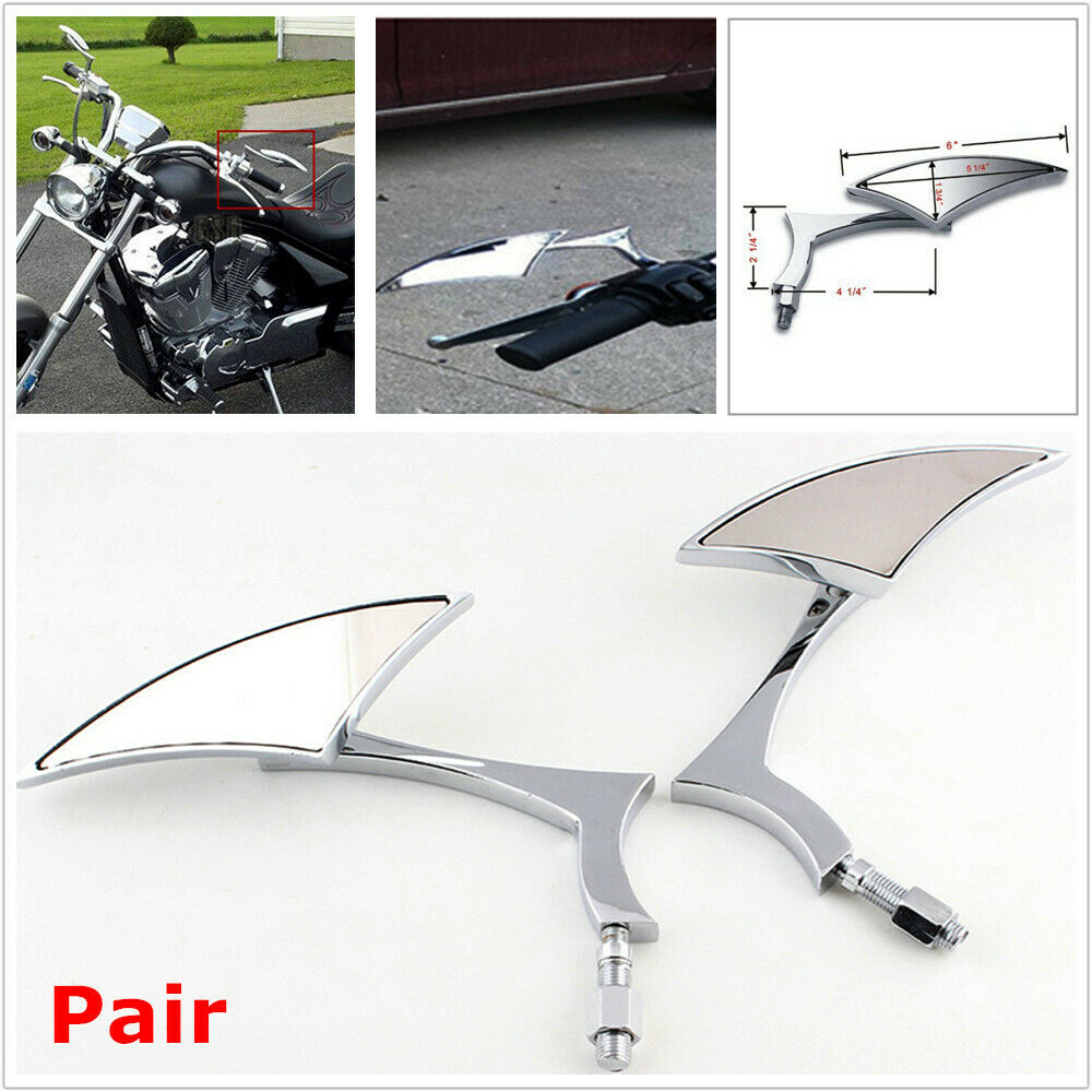 2PCS Chrome Arrow Motorcycle Bike Rearview Mirror with 8mm & 10mm Bolts Threaded