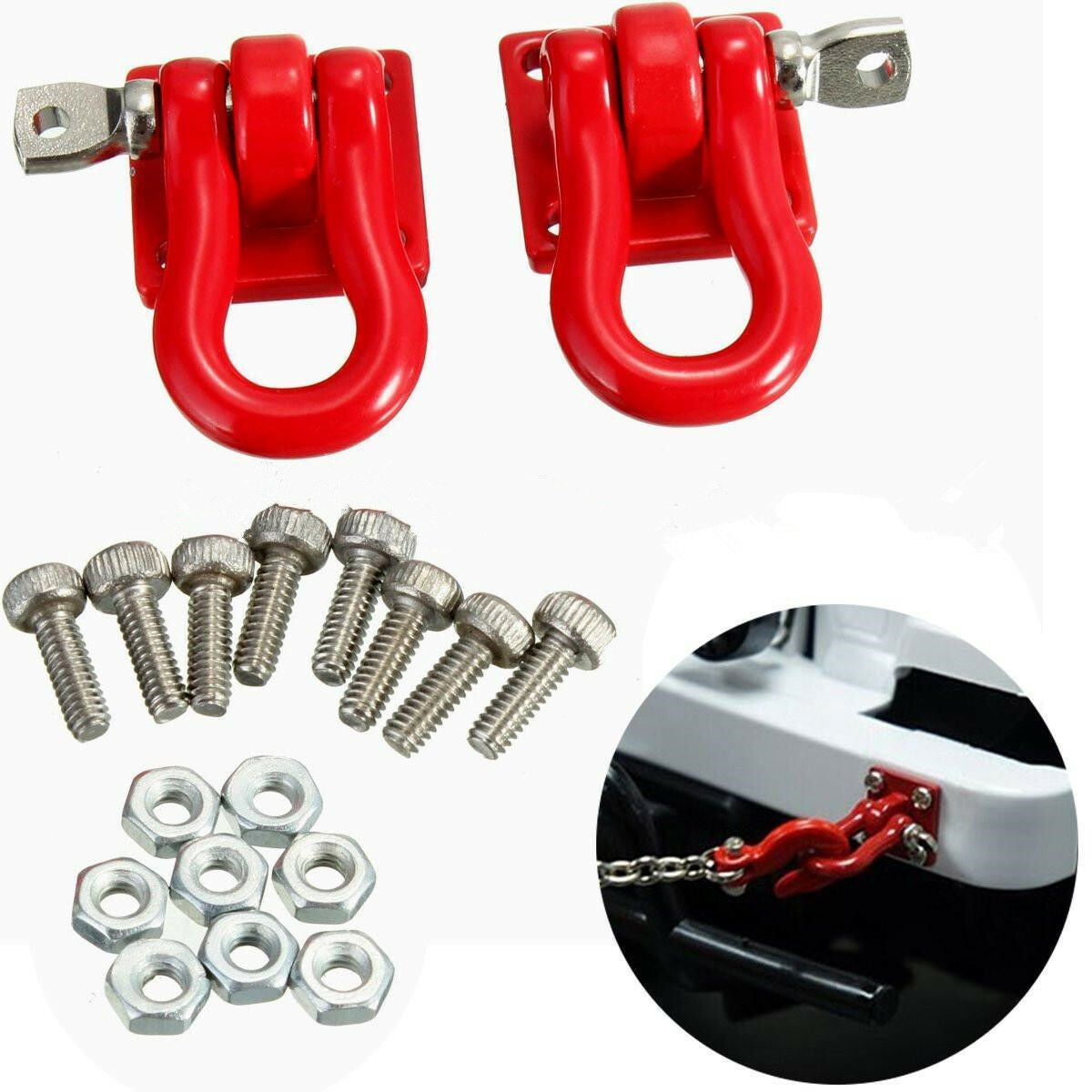 1 Pair 1:10 Scale Hook Shackles for RC SCX-10 Crawler Truck Accessories Red T DD
